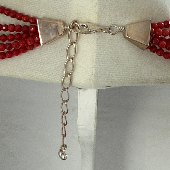VTG Jay King DTR 5 Strand Faceted Red Coral Necklace with Sterling - Picture 4 of 7